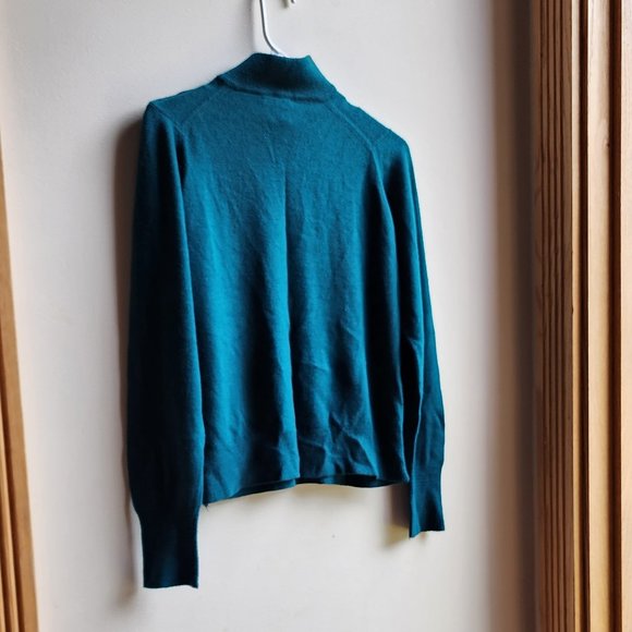 Heathcote Vintage Aqua Mock Neck Pearl Button Sweater Size 38/Large - Picture 12 of 16